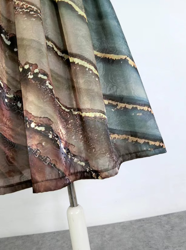 Hepburn style printed high-waisted half-length tutu skirt