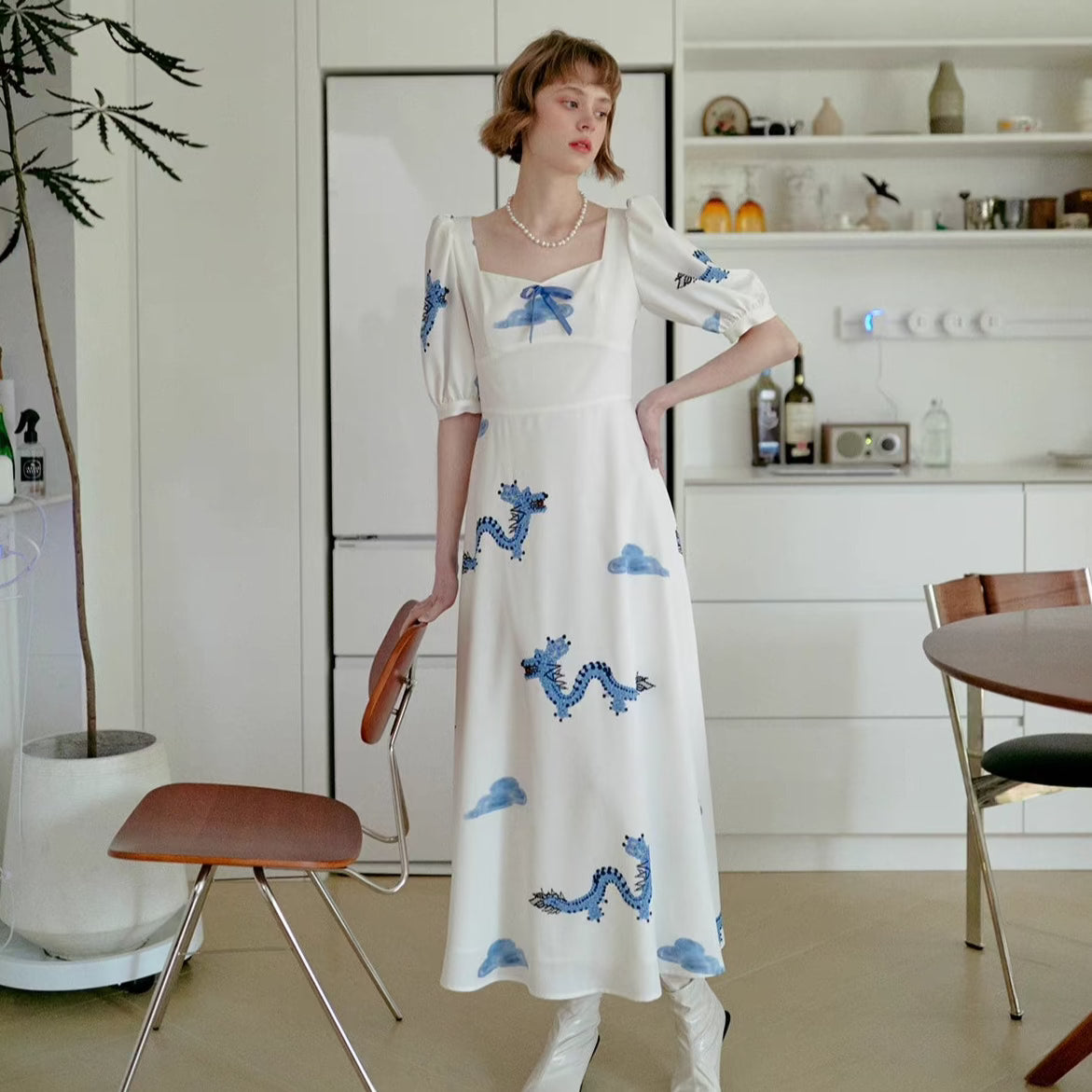 blue dragon print dress Womens Dizzie Lizzie Dragon Chatham Dress in Navy S