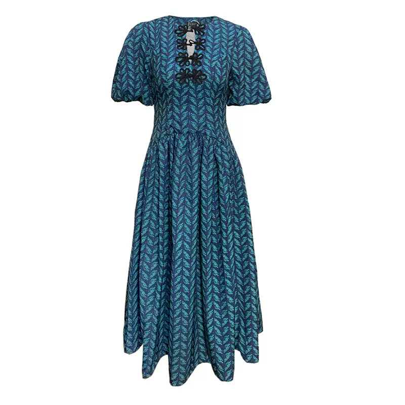 hand-painted butterfly print button dress