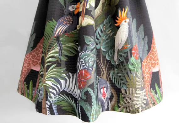 Animal Flower Printed High Waist Puff Skirt