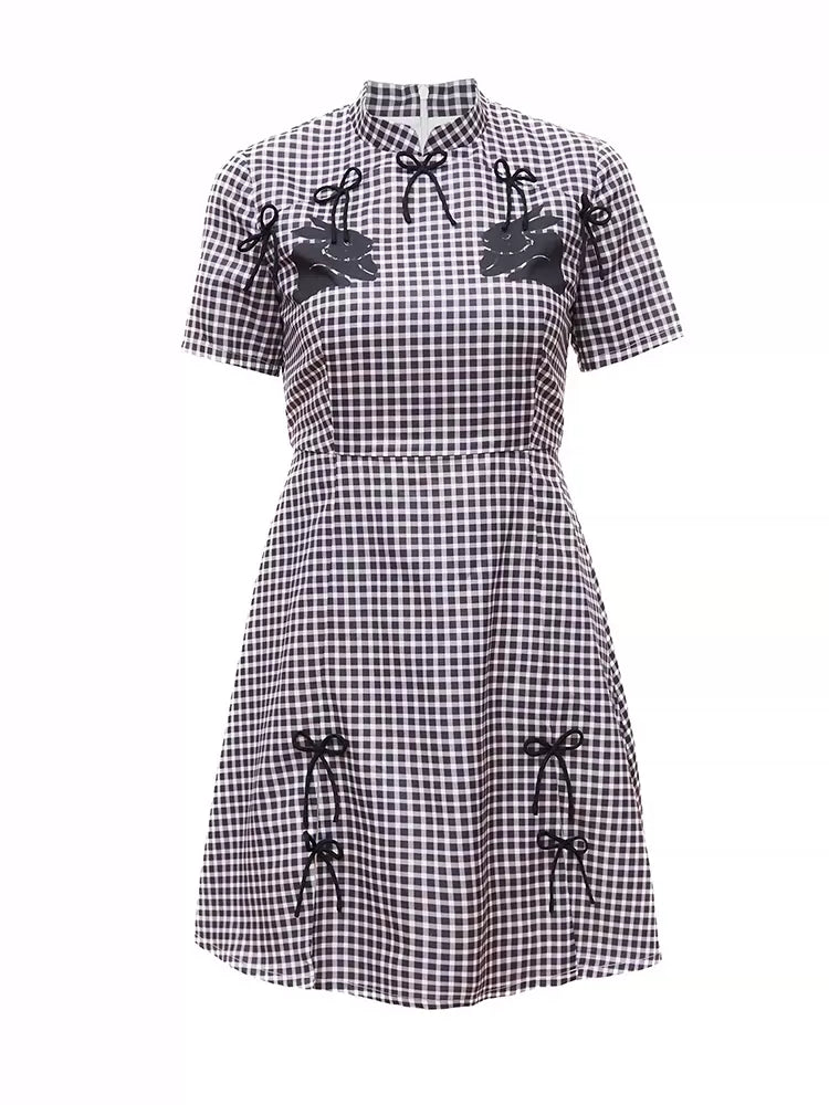 Black Rabbit Bow Cheongsam Collar Dress