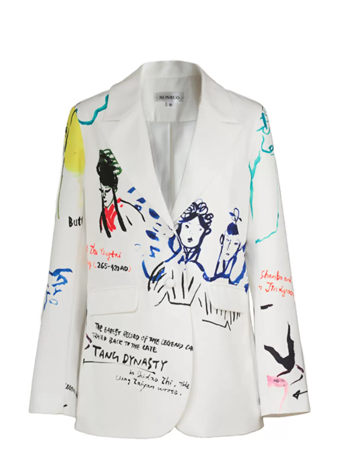 Lovers printed casual white suit