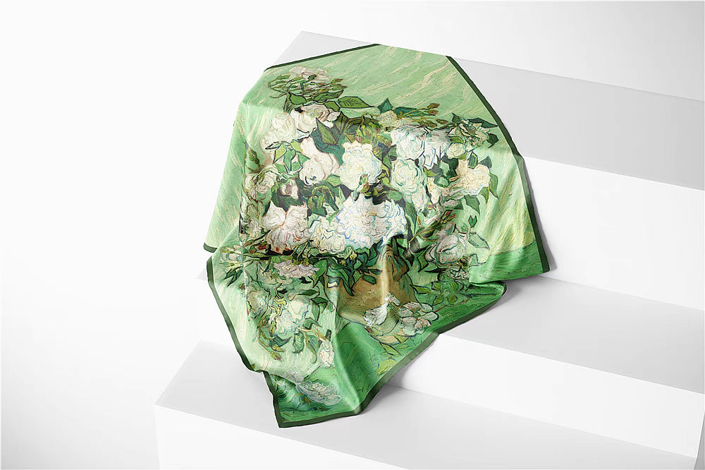 "Still Life: Vase with Roses" scarf