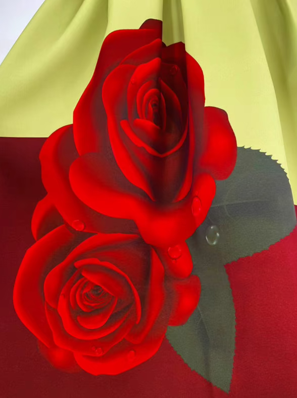 high-end elegant color-blocked printed high-waisted skirt