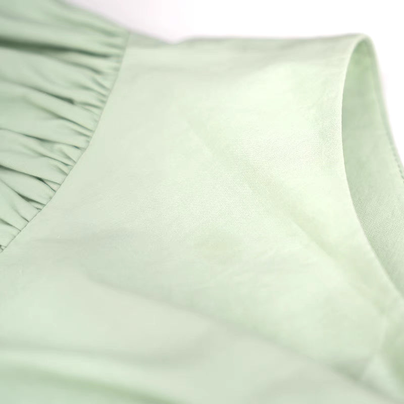 vertical cut bow V-neck summer shirt