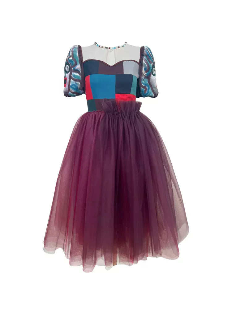 embossed embroidery stitching dress