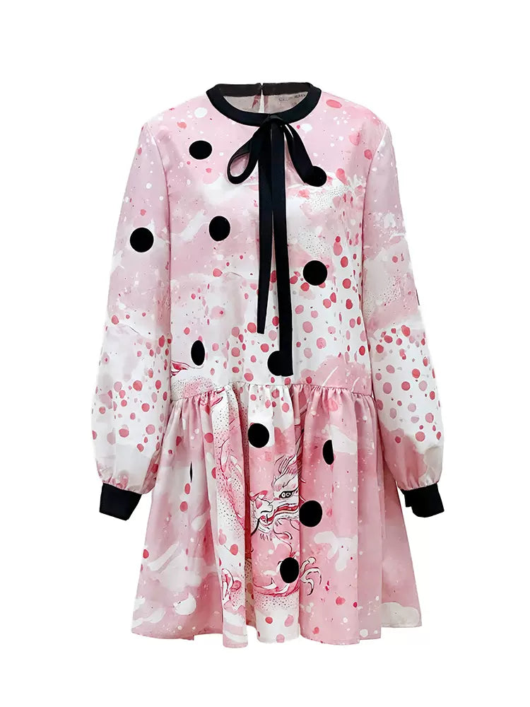 pink dragon print strappy dress