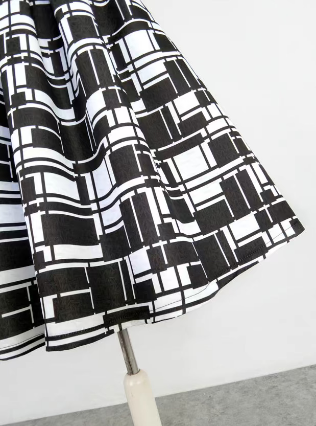 printed high waist design niche a line skirt