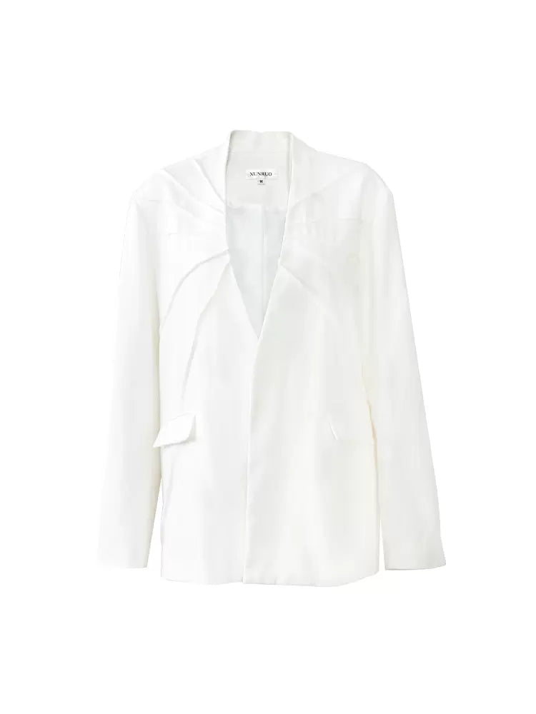 original three-dimensional pleated collarless jacket