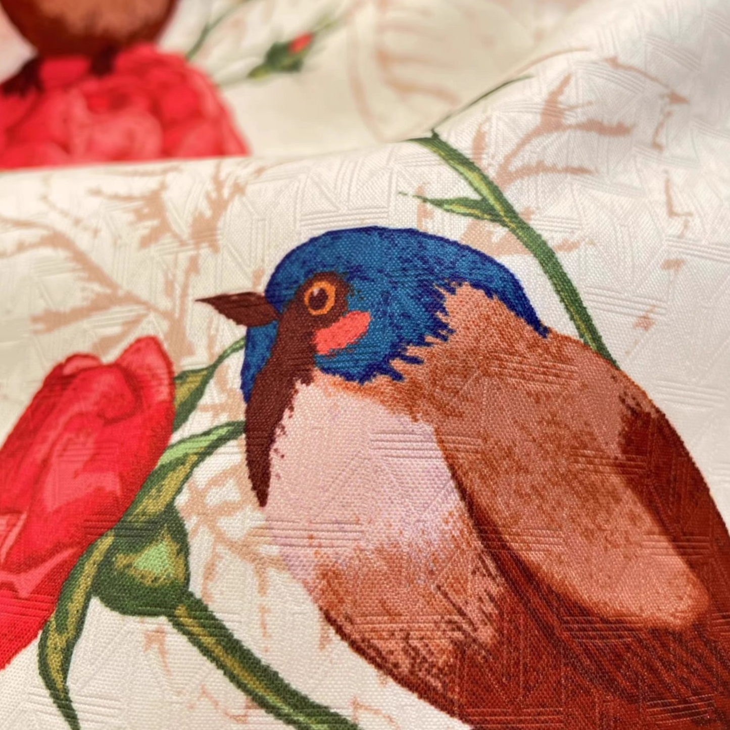 bird printed high-waisted fluffy skirt