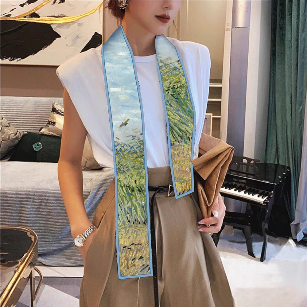 "Wheat field with skylarks taking flight" twill scarf