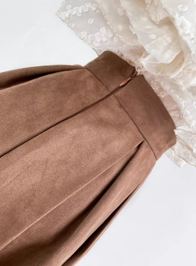 deerskin velvet high-waisted pear-shaped skirt