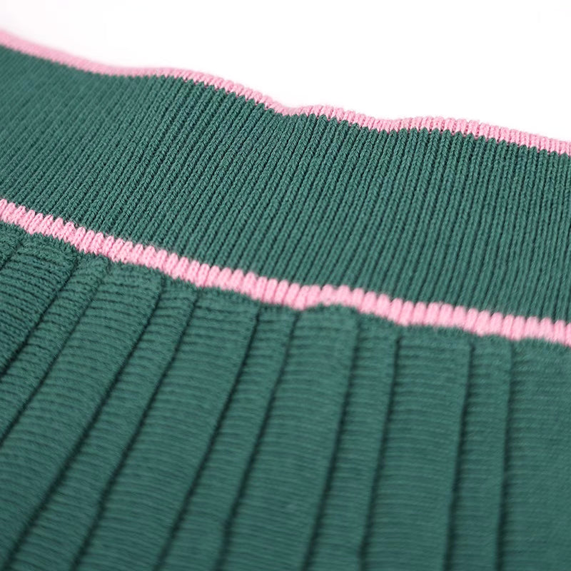 Striped Pink Trimmed Woolen Skirt