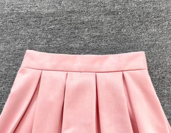 pink deerskin high-waisted skirt