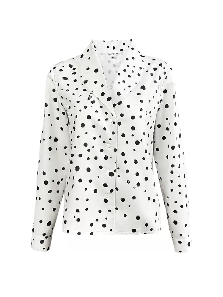 irregular polka dot printed top