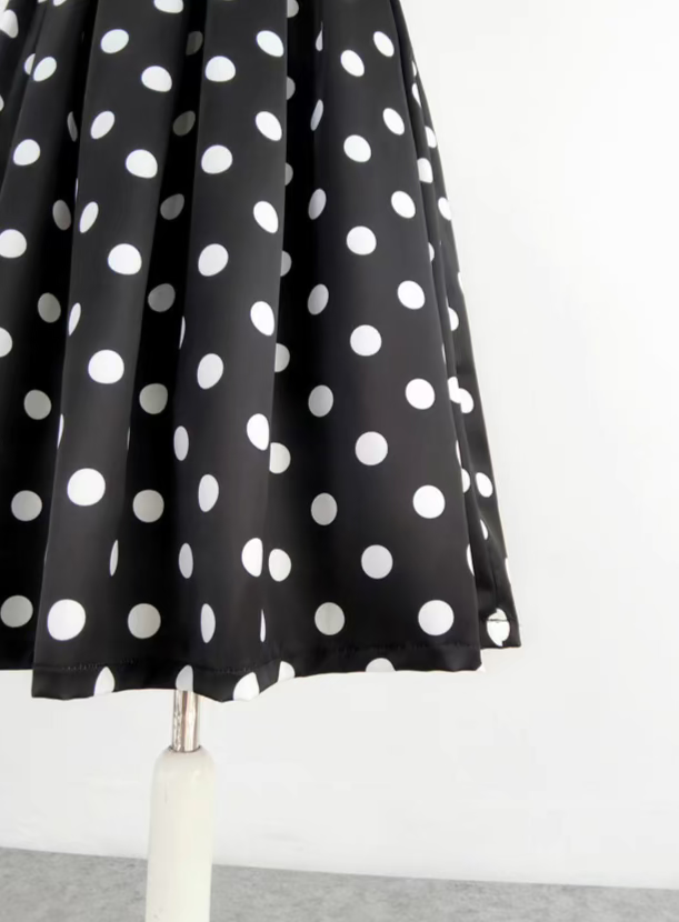 polka-dot printed high-waist skirt
