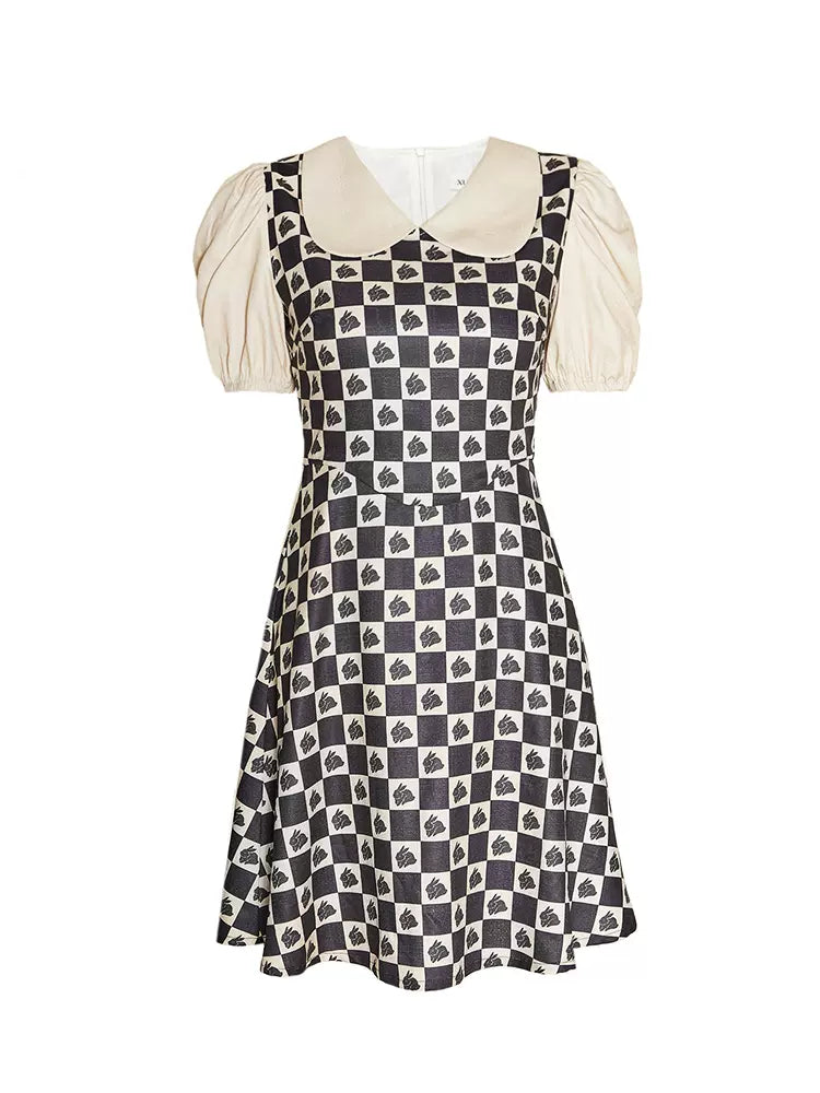 checkerboard rabbit silhouette dress