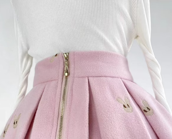 woolen high-waisted sweet fluffy skirt