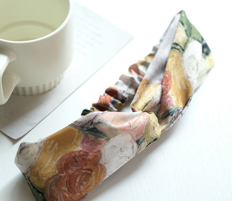 『バラとアネモネのある日本の花瓶』ヘアバンド