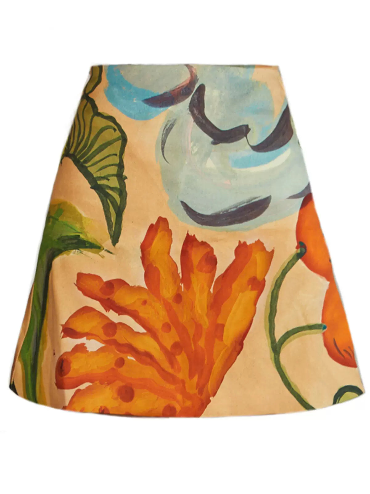 star-style skirt artistic plant print skirt
