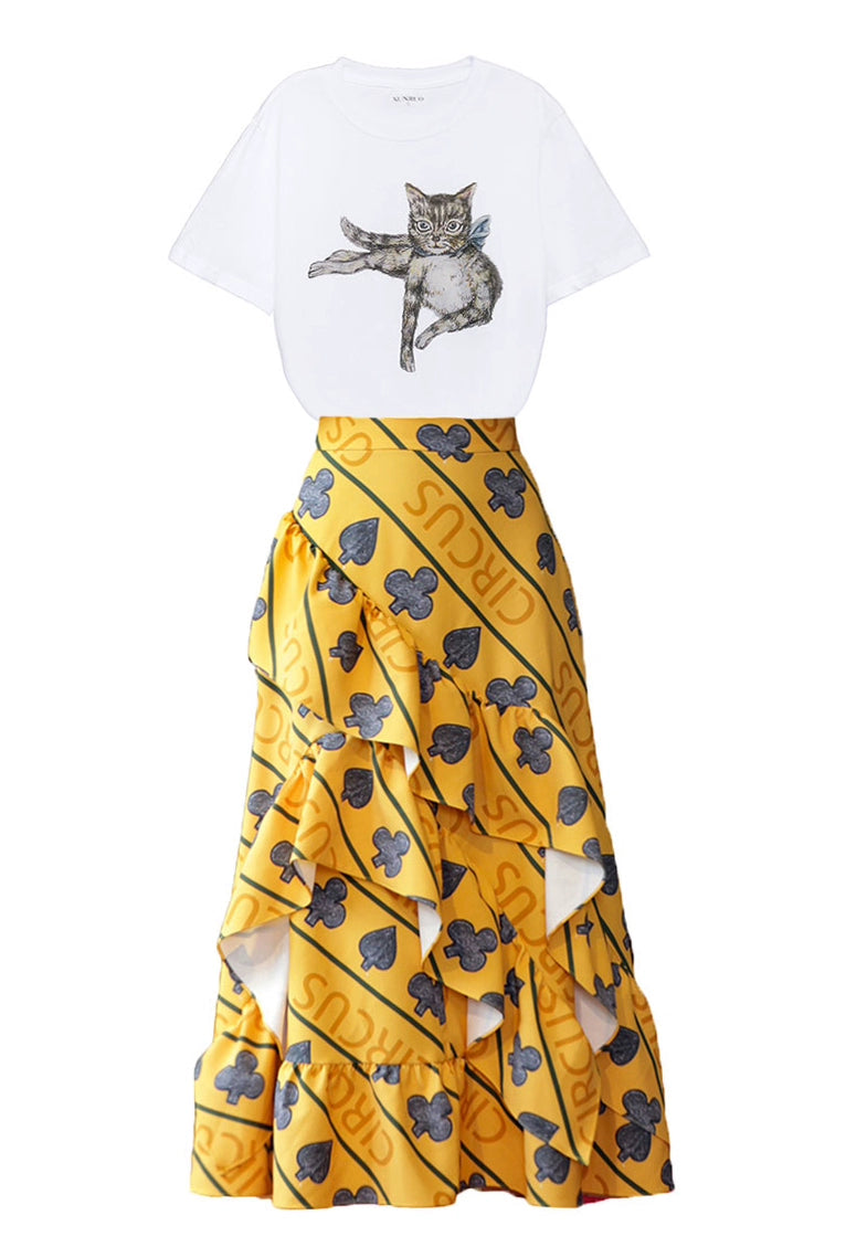 hand-painted cat short-sleeved T-shirt