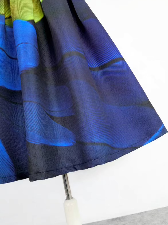 blue and green feather high-waisted tutu skirt