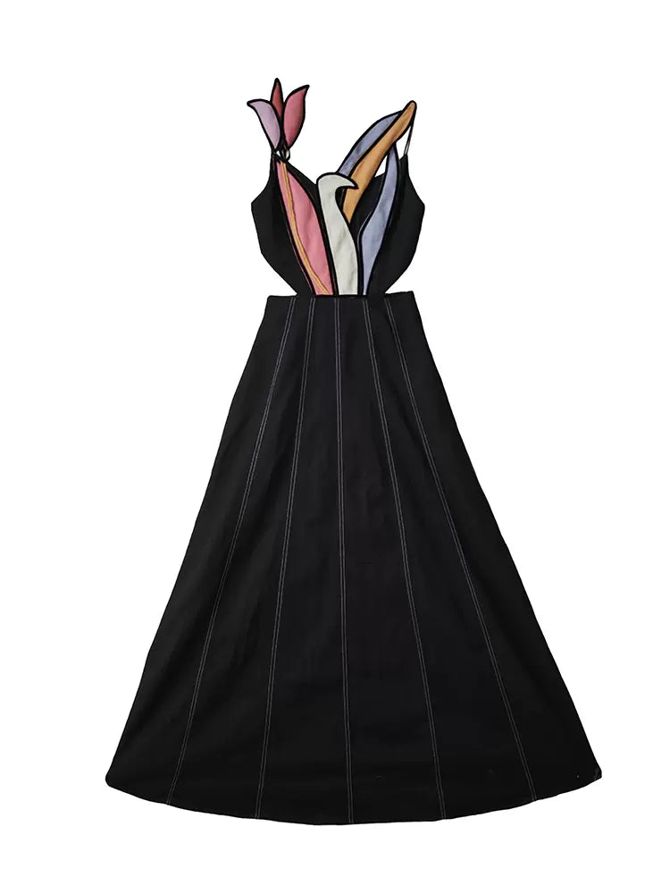 original flower splicing long dress