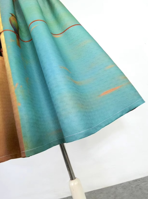 bird simple and trendy design niche high-waist printed skirt