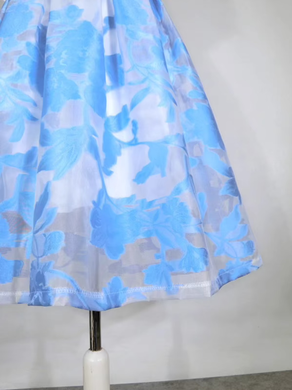 embroidered high-waist a-line umbrella skirt