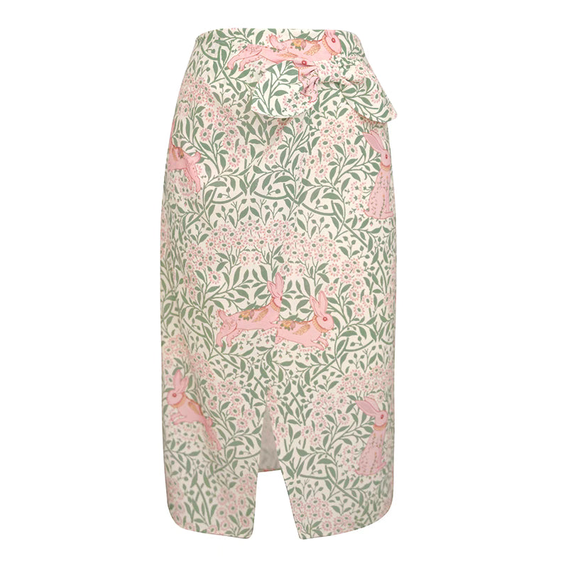 full bottom rabbit floral print skirt