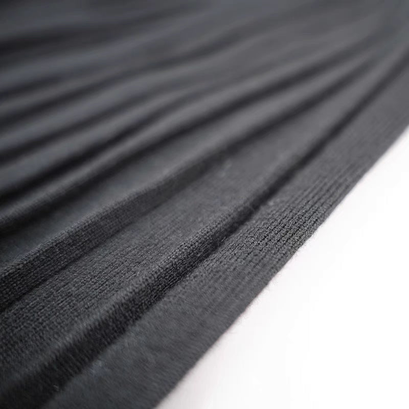 black and white ribbed knitted mini A skirt