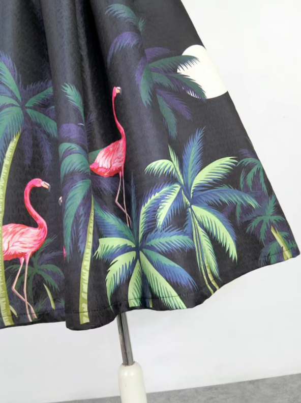 positioning flamingo slimming crotch-covering puff skirt