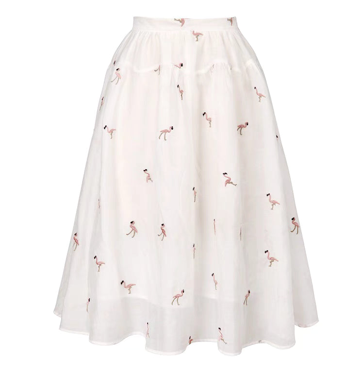 summer thin flamingo flowers skirt