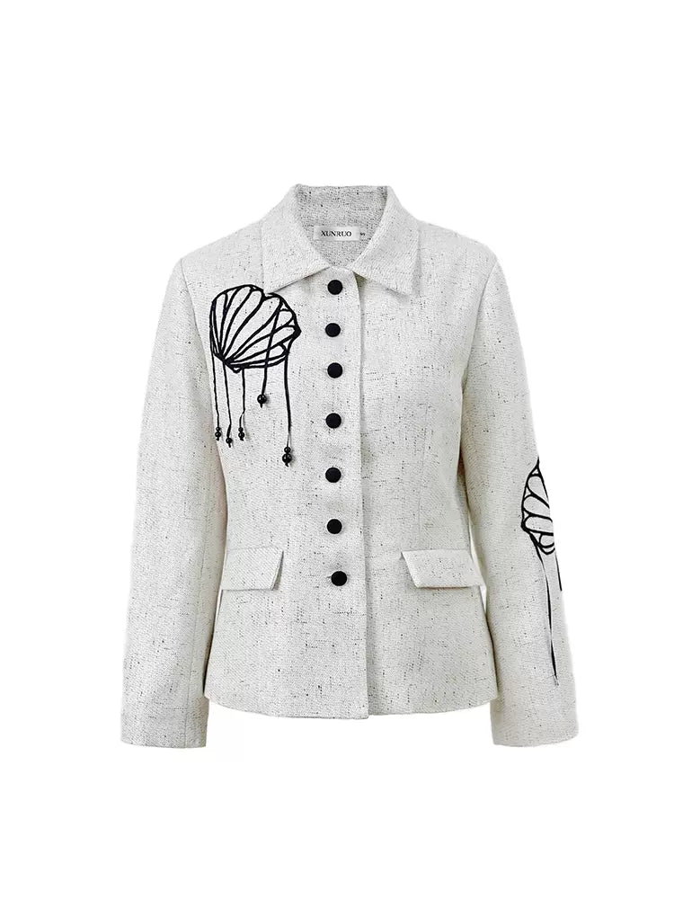 original shell tassel patch tweed short coat