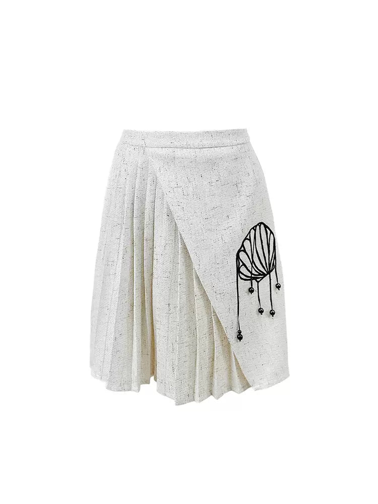 original shell tassel pleated splicing skirt