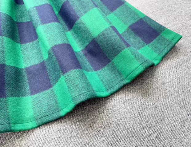 Contrast Color Plaid Woolen Skirt