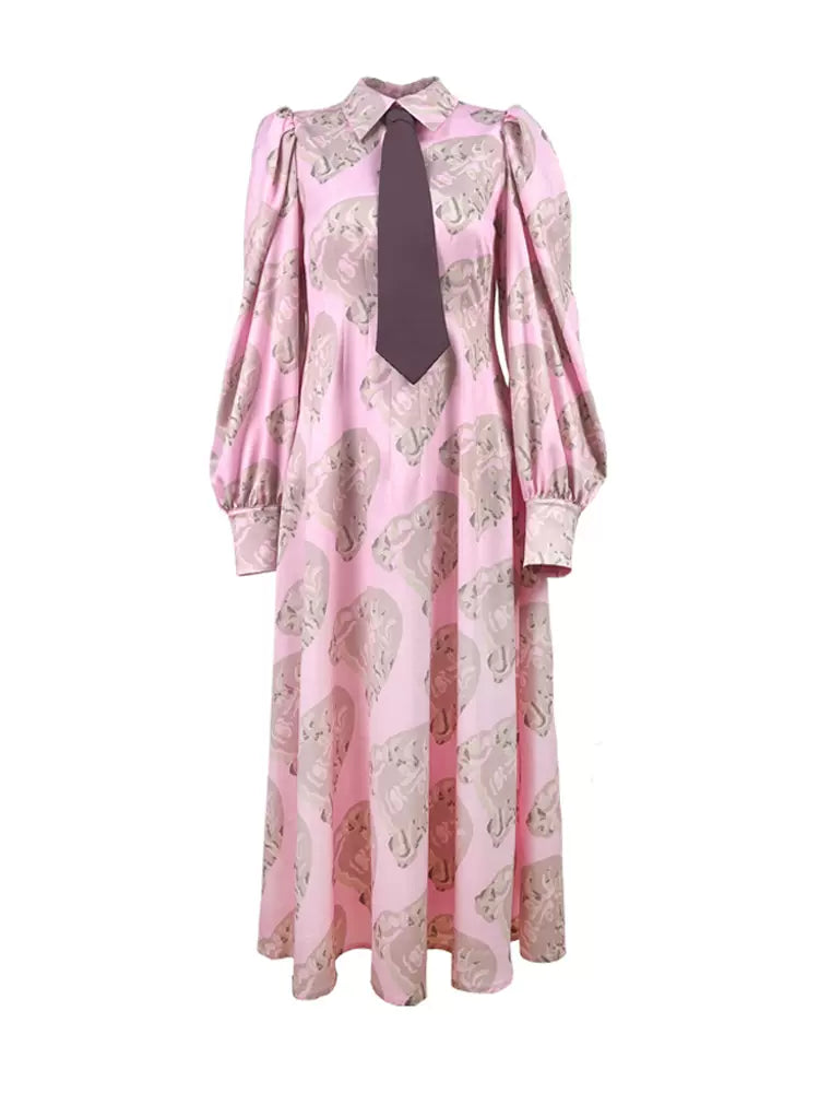 original pink hand-painted portrait print dress
