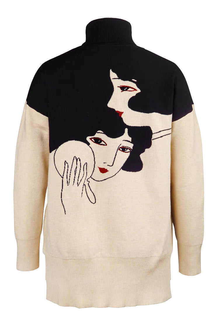 iterary jacquard loose pullover sweater