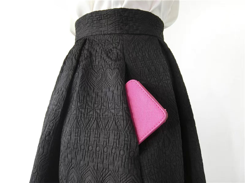 jacquard solid color dark pattern pocket umbrella skirt