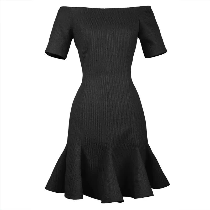one-line collar short-sleeved retro little dress