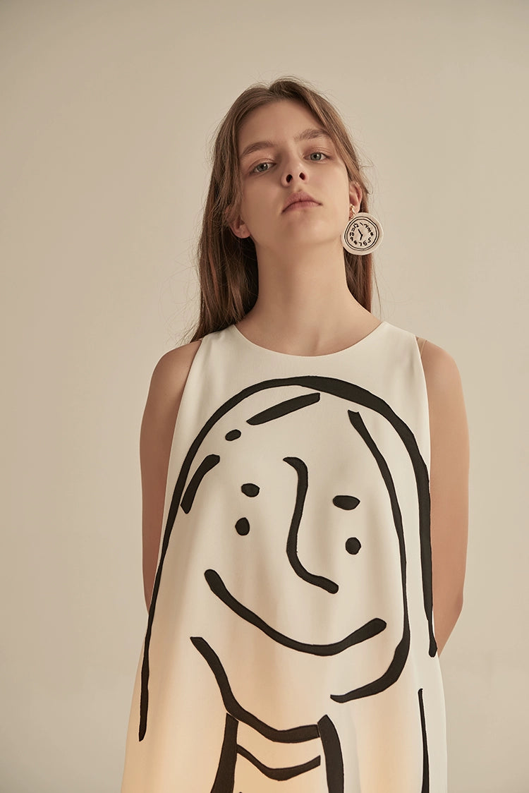 Star black and white angel patch wing dress