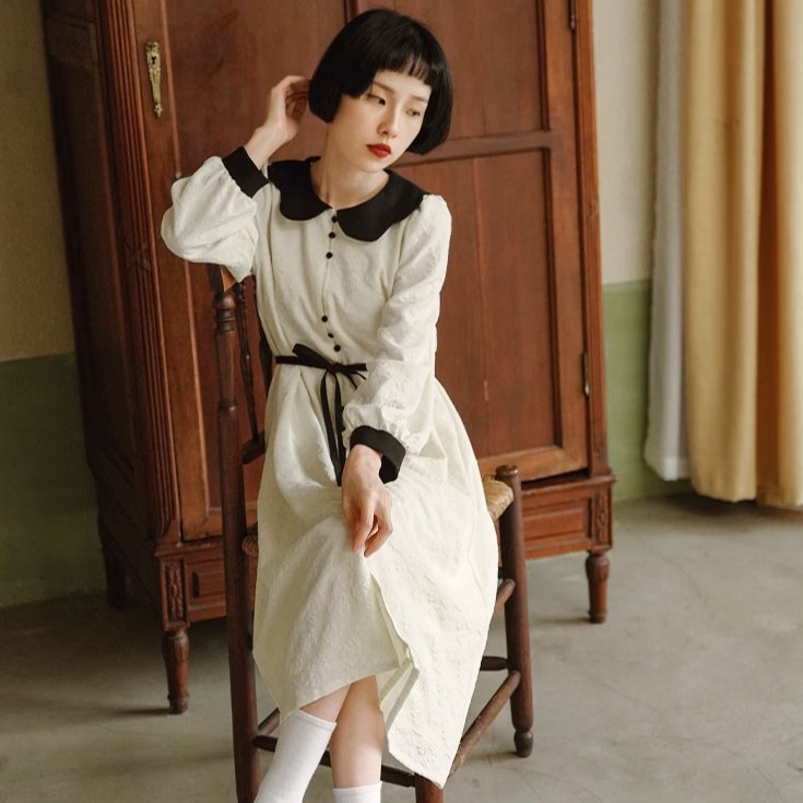 white christmas dresses Clemence High Neck Midi Dress | Cream | Dresses main image 1