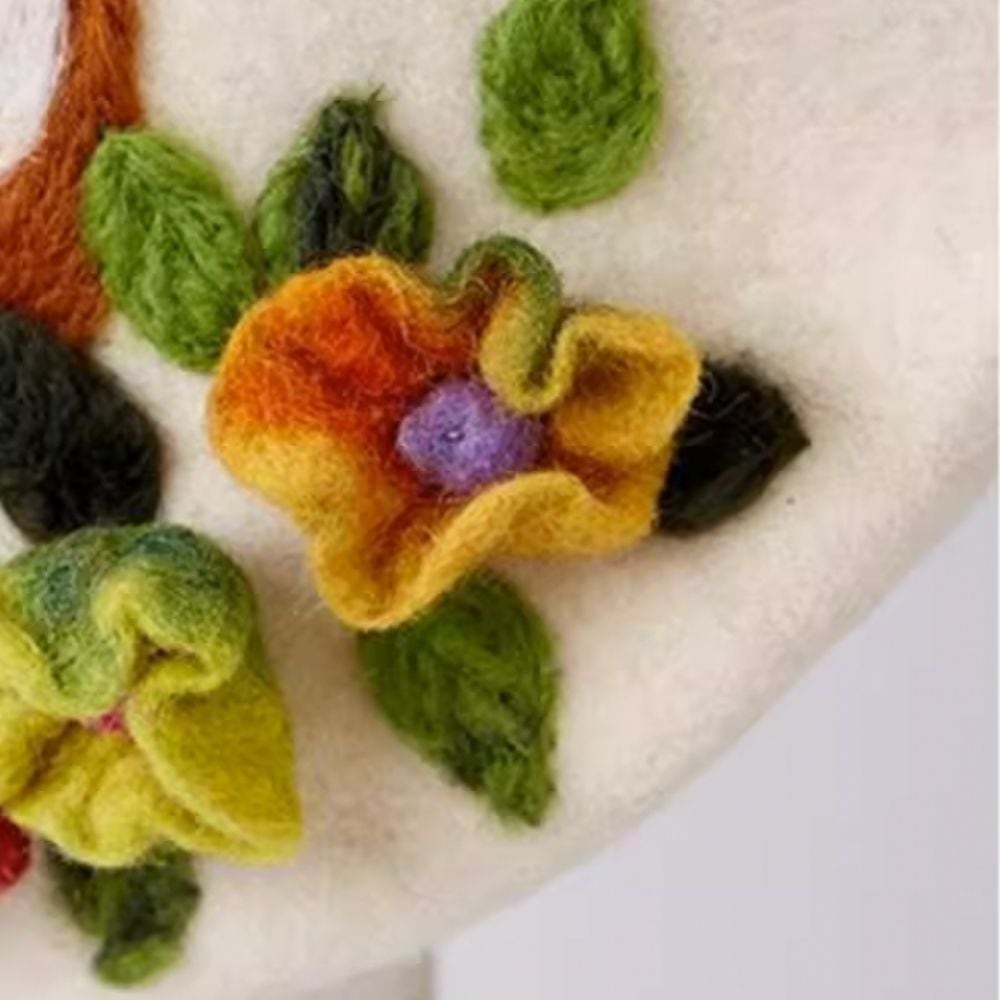 Nut horn 3D bambi wool felt beret