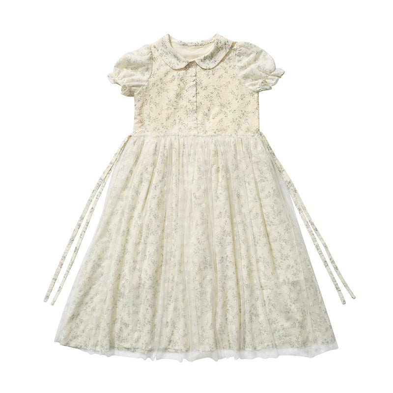 Doll Collar Dress Puff Short Sleeve Layer Gauze