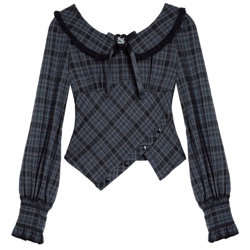 Doll color long sleeve plaid shirt