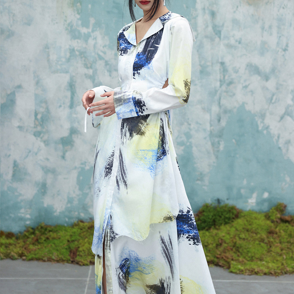 work of art long sleeve maxi dress AKIRA Work Of Art Satin Maxi Dress