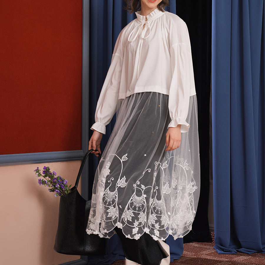 Maple and fruit embroidered tulle dress Maple and fruit embroidered tulle dress