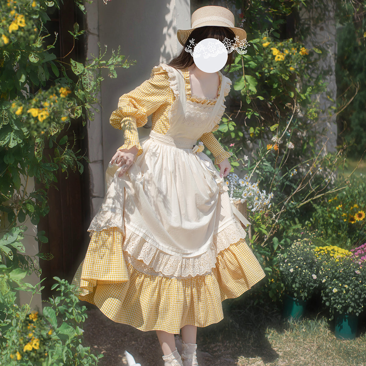 Dandelion Yellow Retro Dress and Apron remulia Dandelion Yellow Retro Dress and Apron remulia