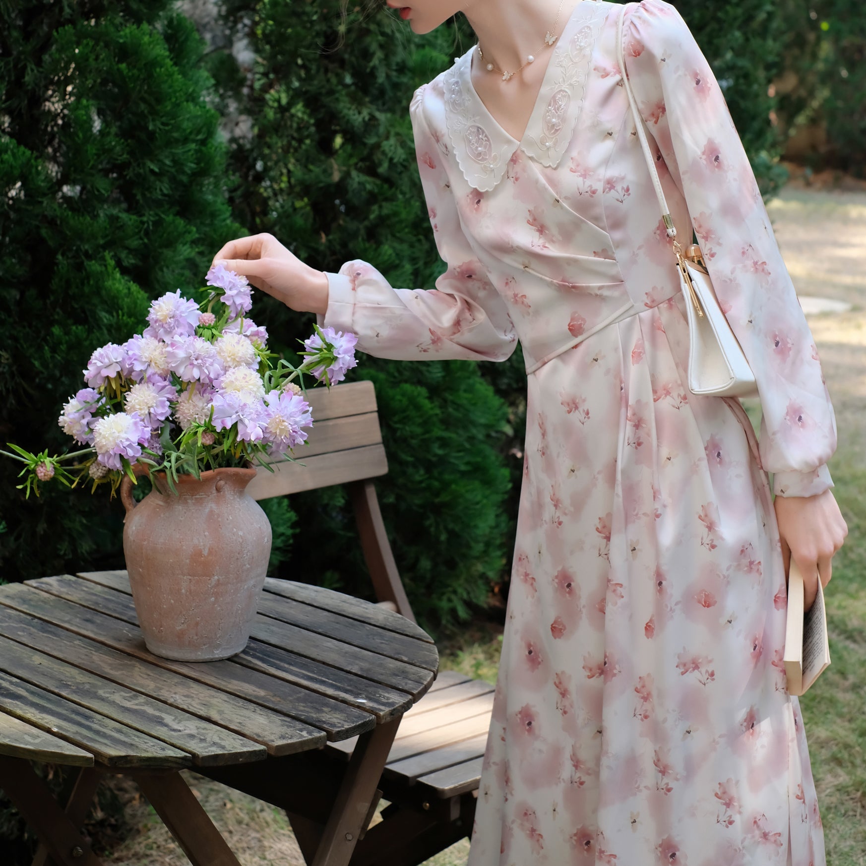 Cherry blossom watercolor dress