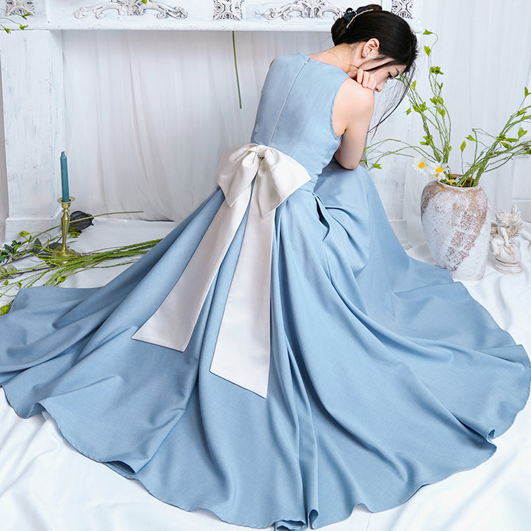 Misty blue sky blue Hepburn dress